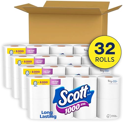 Scott 1000 Trusted Clean Toilet Paper, Septic-Safe, 1-Ply Toilet Tissue - Trusted Brand for Septic-Safe Home Use
Scott 1