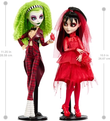 Monster High Skullector Beetlejuice Betelgeuse and Lydia Deetz 2-Pack Collectible Dolls with Accessories and Displayable