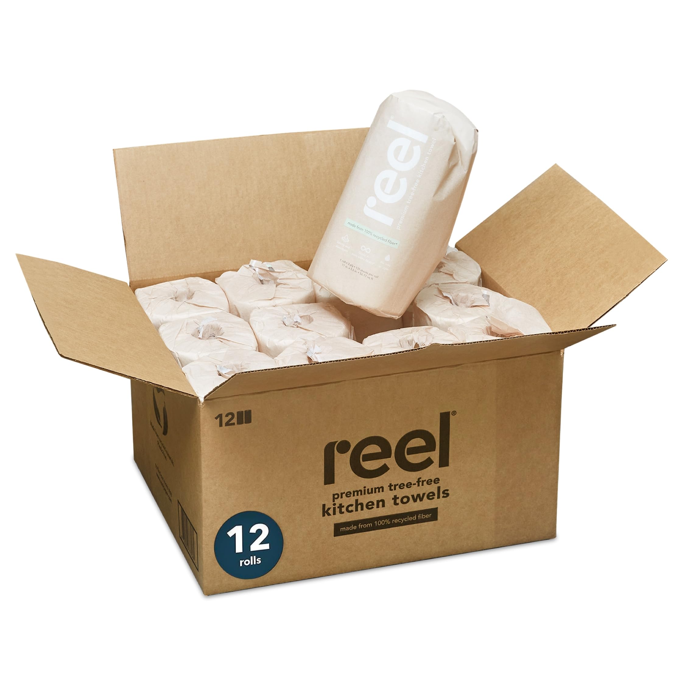 Premium Recycled Paper Towels - Eco-Friendly, Hypoallergenic, Zero Plastic Packaging - 12 Rolls, 2-Ply, Tree-Free, The F