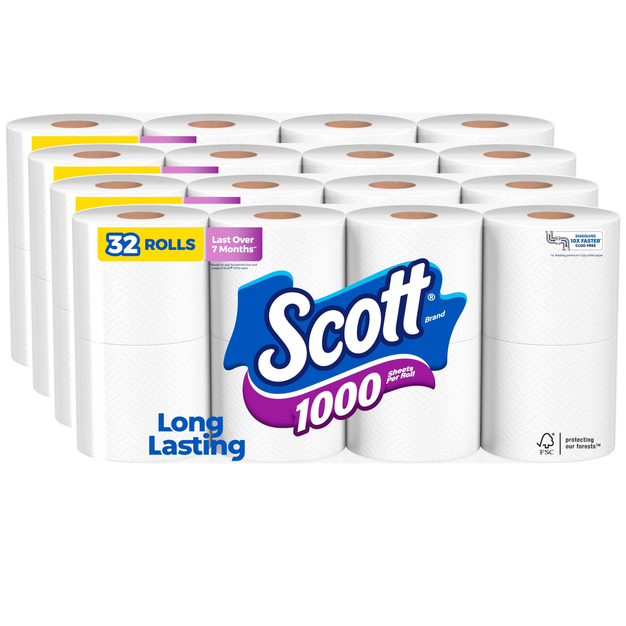 Scott 1000 Trusted Clean Toilet Paper, Septic-Safe, 1-Ply Toilet Tissue - Trusted Brand for Septic-Safe Home Use
Scott 1