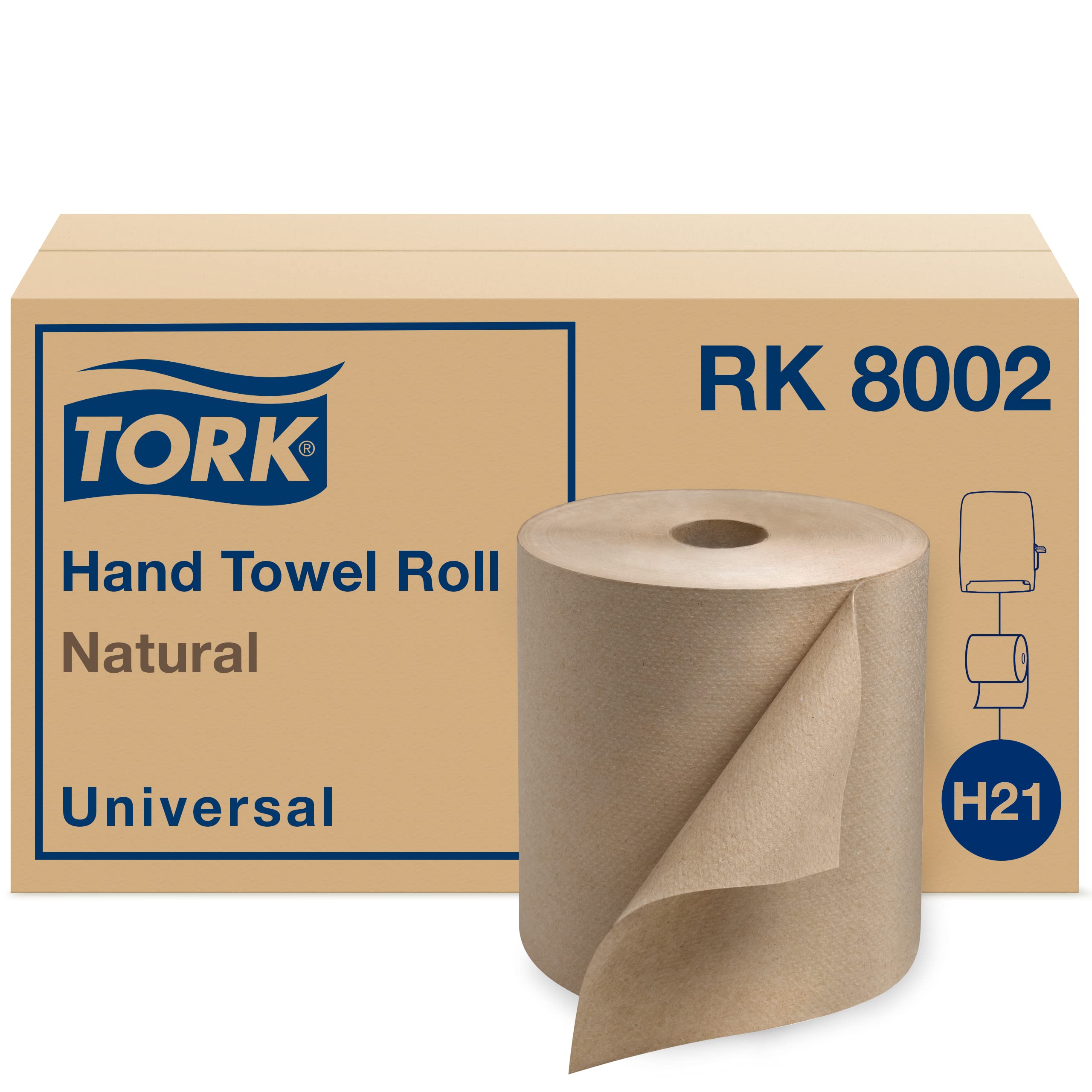 Tork Natural Paper Hand Towel Roll H21 100% Recycled Fiber Universal Fit for Bathrooms & Offices 6 Rolls x 800 Ft Eco-Fr