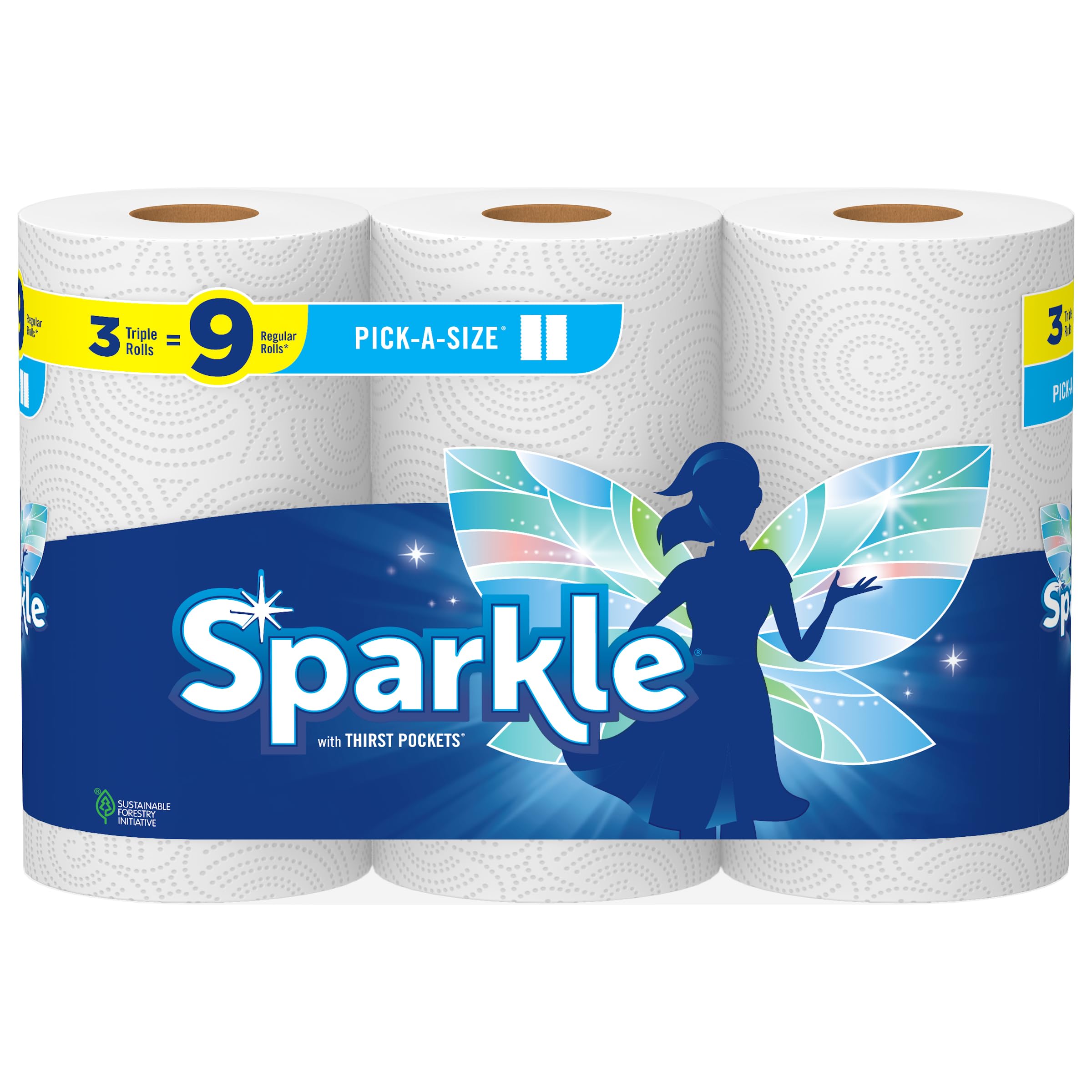 Sparkle Pick-A-Size Paper Towels - 3 Triple Rolls = 9 Regular Rolls, Everyday Savings for Every Home
